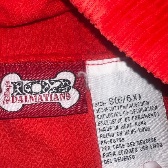 Vintage Disney's 102 Dalmatian embroidered red corduroy bib overall  dress  6/6x - Picture 7 of 9